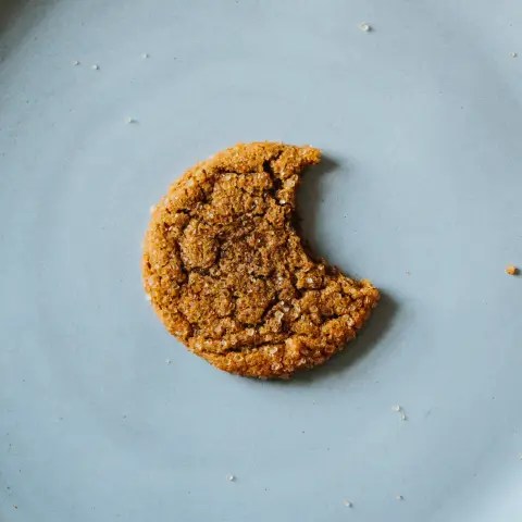 Gingerbread cookie with a bite taken out of it