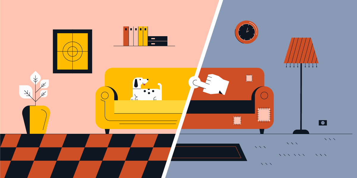 Illustrative graphic of an interactive ad showing a living room