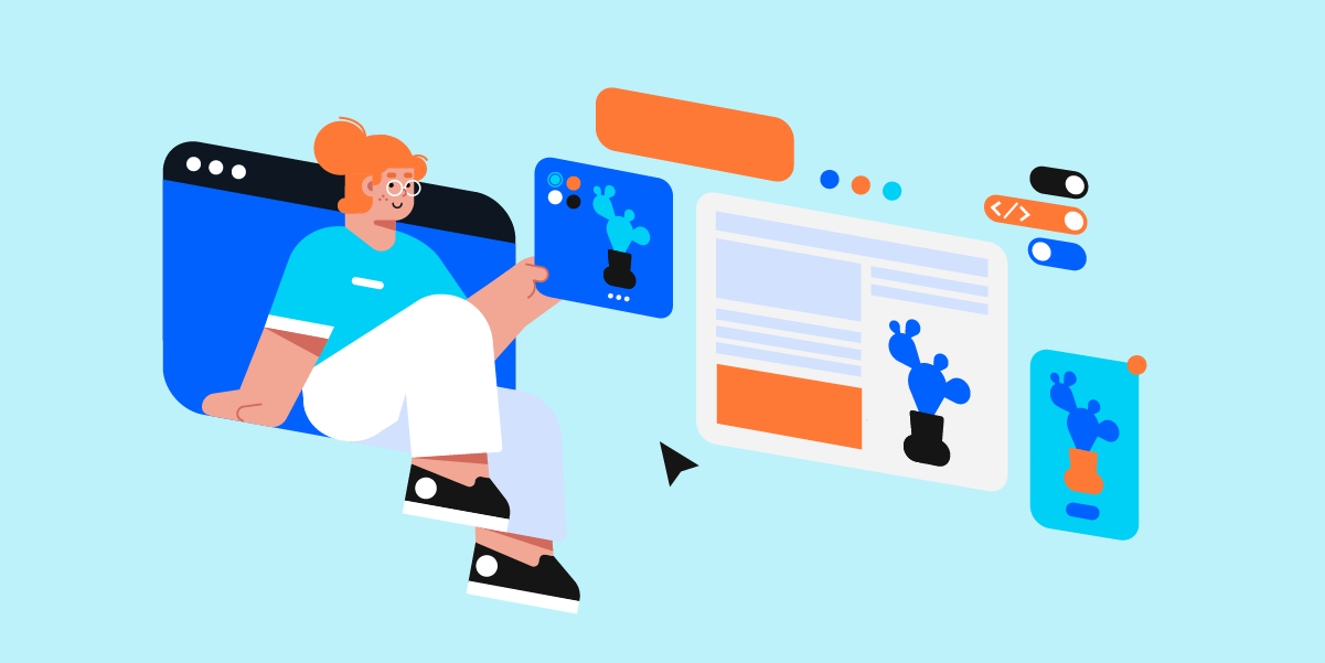 graphic showing woman looking at an ad, amongst other ads, to illustrate retargeting