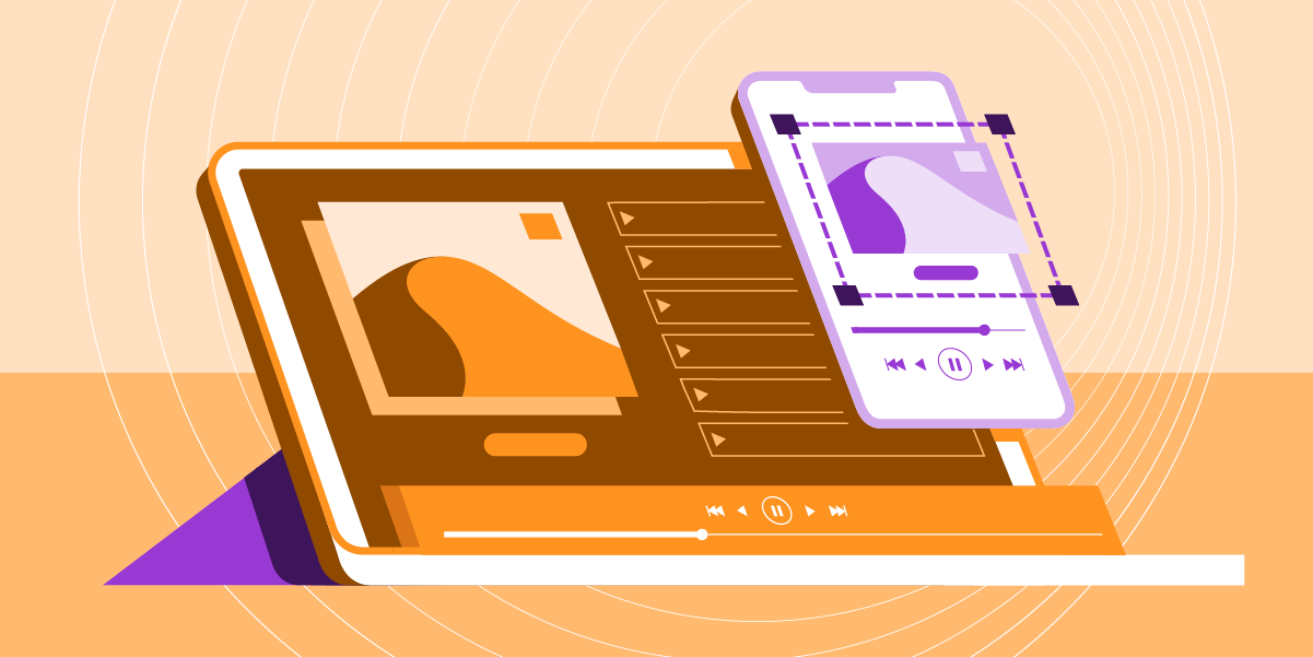 graphic showing how a audio companion ad might appear on a device like a tablet or phone