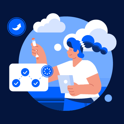 Illustrative graphic of a person taking a survey